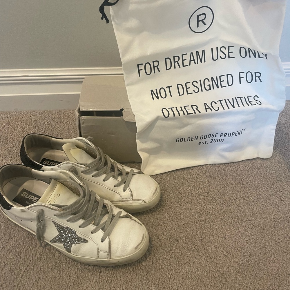 Golden Goose White Sneakers with Silver Star - Picture 6 of 14